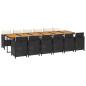 vidaXL Juego comedor jardín 13 pzas con cojines ratán sintético negro vidaXL Juego comedor jardín 13 pzas con cojines ratán sintético negro