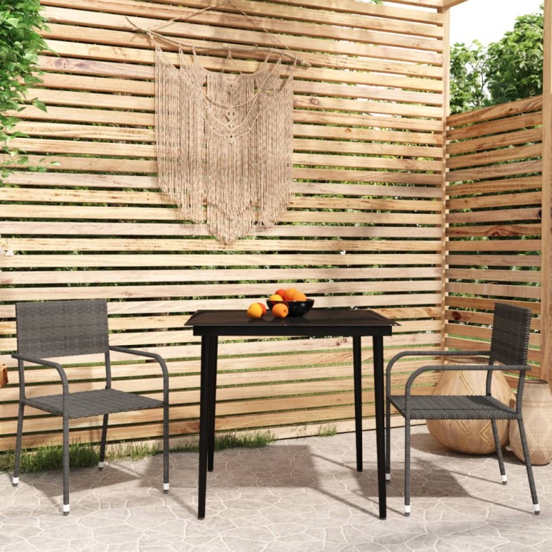 vidaXL Juego de comedor para jardín 3 piezas gris vidaXL Juego de comedor para jardín 3 piezas gris
