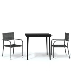 vidaXL Juego de comedor para jardín 3 piezas gris