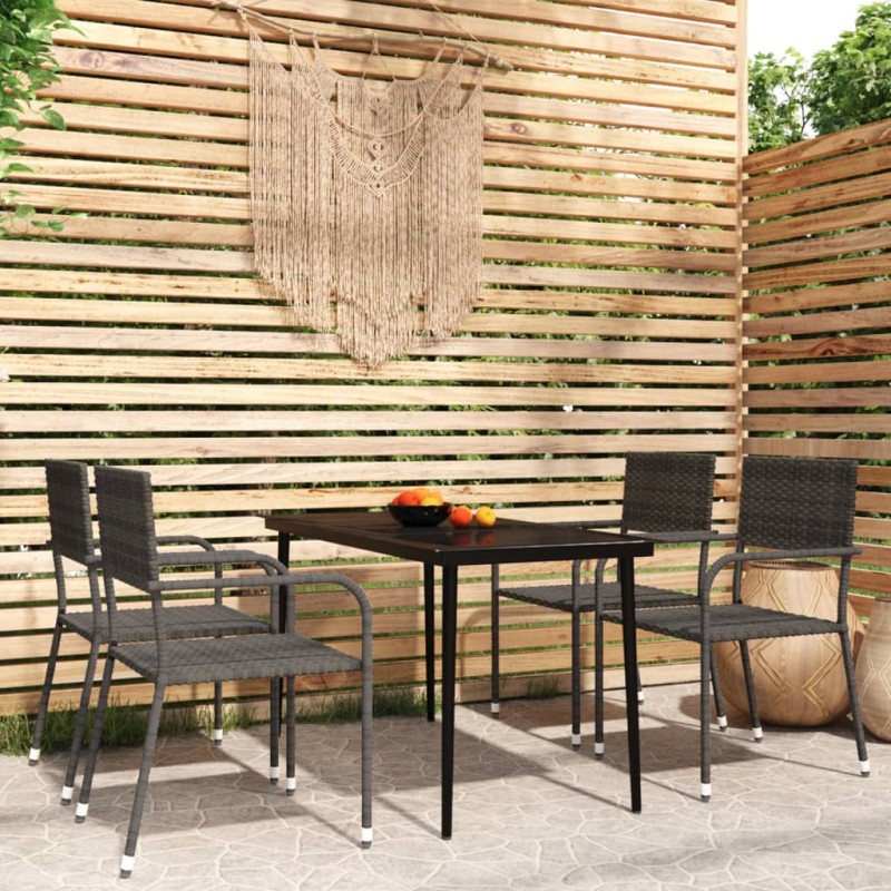 vidaXL Juego de comedor de jardín 5 piezas gris vidaXL Juego de comedor de jardín 5 piezas gris