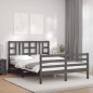 vidaXL Estructura de cama con cabecero madera maciza gris 140x200 cm