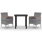 vidaXL Set comedor de jardín 3 pzas y cojines ratán sintético y vidrio