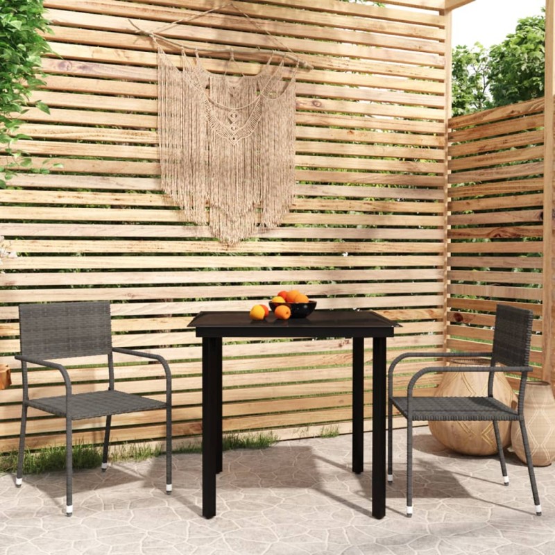 vidaXL Juego de comedor para jardín 3 piezas gris vidaXL Juego de comedor para jardín 3 piezas gris