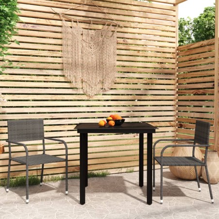 vidaXL Juego de comedor para jardín 3 piezas gris