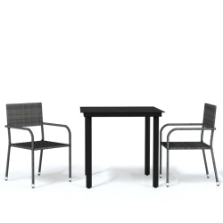 vidaXL Juego de comedor para jardín 3 piezas gris