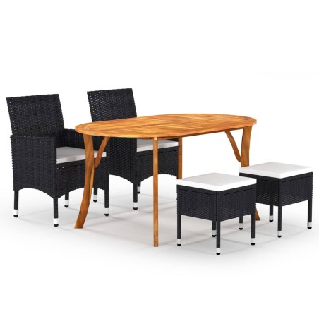 vidaXL Juego de comedor de jardín de 5 piezas negro