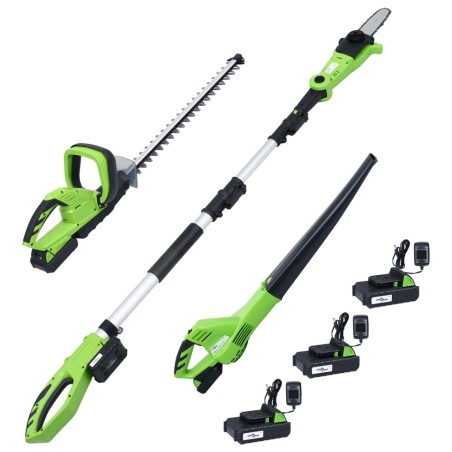 vidaXL Set de herramientas eléctricas de jardín sin cable 3 piezas