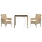 vidaXL Set comedor de jardín 3 pzas con cojines ratán sintético beige vidaXL Set comedor de jardín 3 pzas con cojines ratán sintético beige
