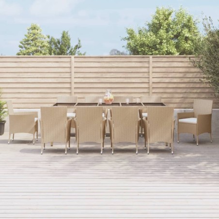 vidaXL Set comedor de jardín 11 pzas con cojines ratán sintético beige