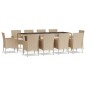 vidaXL Set comedor de jardín 11 pzas con cojines ratán sintético beige vidaXL Set comedor de jardín 11 pzas con cojines ratán sintético beige