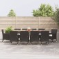 vidaXL Set de comedor jardín 11 pzas con cojines ratán sintético negro vidaXL Set de comedor jardín 11 pzas con cojines ratán sintético negro