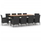 vidaXL Set de comedor jardín 11 pzas con cojines ratán sintético negro vidaXL Set de comedor jardín 11 pzas con cojines ratán sintético negro