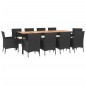 vidaXL Set de comedor jardín 11 pzas con cojines ratán sintético negro vidaXL Set de comedor jardín 11 pzas con cojines ratán sintético negro