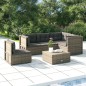 vidaXL Set de muebles de jardín 5 pzas y cojines ratán sintético gris