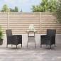 vidaXL Mesita y sillas jardín 3 pzas y cojines ratán sintético negro vidaXL Mesita y sillas jardín 3 pzas y cojines ratán sintético negro