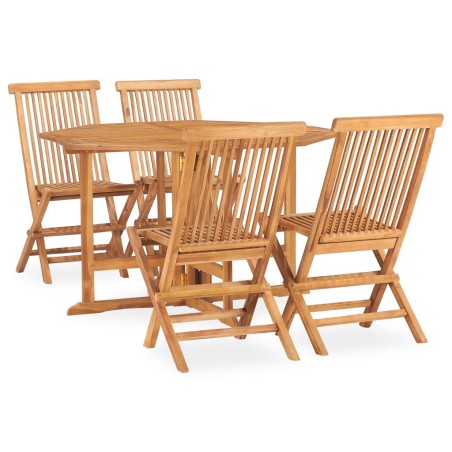 vidaXL Set de comedor de jardín plegable 5 pzas madera maciza de teca  