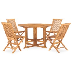 vidaXL Set de comedor de jardín plegable 5 pzas madera maciza de teca  