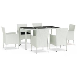 vidaXL Set comedor de jardín 7 pzas con cojines ratán sintético blanco