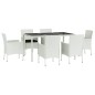 vidaXL Set comedor de jardín 7 pzas con cojines ratán sintético blanco vidaXL Set comedor de jardín 7 pzas con cojines ratán sintético blanco