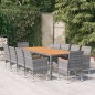 vidaXL Juego de comedor de jardín 11 piezas ratán sintético gris