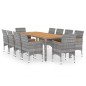 vidaXL Juego de comedor de jardín 11 piezas ratán sintético gris