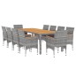 vidaXL Juego de comedor de jardín 11 piezas ratán sintético gris