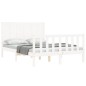 vidaXL Estructura cama de matrimonio con cabecero madera maciza blanco vidaXL Estructura cama de matrimonio con cabecero madera maciza blanco