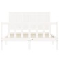 vidaXL Estructura cama de matrimonio con cabecero madera maciza blanco vidaXL Estructura cama de matrimonio con cabecero madera maciza blanco