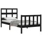 vidaXL Estructura de cama con cabecero madera maciza negro 90x200 cm vidaXL Estructura de cama con cabecero madera maciza negro 90x200 cm