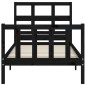 vidaXL Estructura de cama con cabecero madera maciza negro 90x200 cm vidaXL Estructura de cama con cabecero madera maciza negro 90x200 cm