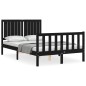 vidaXL Estructura cama de matrimonio con cabecero madera maciza negra vidaXL Estructura cama de matrimonio con cabecero madera maciza negra