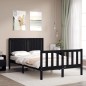vidaXL Estructura cama de matrimonio con cabecero madera maciza negra vidaXL Estructura cama de matrimonio con cabecero madera maciza negra