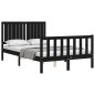 vidaXL Estructura cama de matrimonio con cabecero madera maciza negra vidaXL Estructura cama de matrimonio con cabecero madera maciza negra