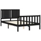 vidaXL Estructura cama de matrimonio con cabecero madera maciza negra vidaXL Estructura cama de matrimonio con cabecero madera maciza negra