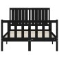 vidaXL Estructura cama de matrimonio con cabecero madera maciza negra vidaXL Estructura cama de matrimonio con cabecero madera maciza negra