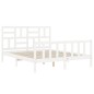 vidaXL Estructura de cama matrimonio con cabecero madera maciza blanco