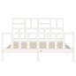 vidaXL Estructura de cama matrimonio con cabecero madera maciza blanco