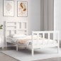 vidaXL Estructura de cama individual con cabecero madera maciza blanco vidaXL Estructura de cama individual con cabecero madera maciza blanco