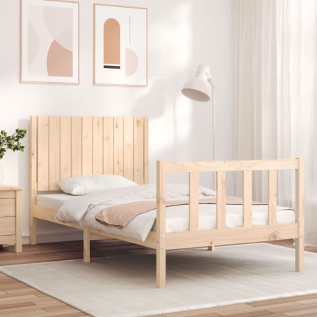 vidaXL Estructura de cama con cabecero madera maciza 100x200 cm