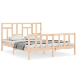 vidaXL Estructura de cama con cabecero madera maciza 160x200 cm