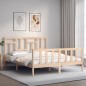 vidaXL Estructura de cama con cabecero madera maciza 160x200 cm