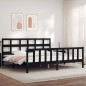 vidaXL Estructura de cama con cabecero madera maciza negro 200x200 cm vidaXL Estructura de cama con cabecero madera maciza negro 200x200 cm