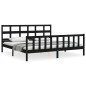 vidaXL Estructura de cama con cabecero madera maciza negro 200x200 cm vidaXL Estructura de cama con cabecero madera maciza negro 200x200 cm