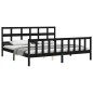 vidaXL Estructura de cama con cabecero madera maciza negro 200x200 cm vidaXL Estructura de cama con cabecero madera maciza negro 200x200 cm
