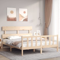 vidaXL Estructura de cama con cabecero madera maciza 160x200 cm