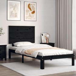vidaXL Estructura de cama con cabecero madera maciza negro 100x200 cm