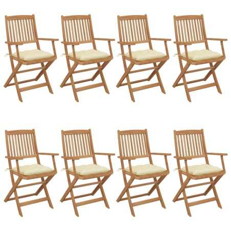 vidaXL Sillas de jardín plegables 8 uds y cojines madera maciza acacia
