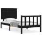 vidaXL Estructura de cama con cabecero madera maciza negro 90x200 cm vidaXL Estructura de cama con cabecero madera maciza negro 90x200 cm