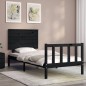 vidaXL Estructura de cama con cabecero madera maciza negro 90x200 cm vidaXL Estructura de cama con cabecero madera maciza negro 90x200 cm