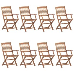 vidaXL Sillas de jardín plegables 8 uds y cojines madera maciza acacia